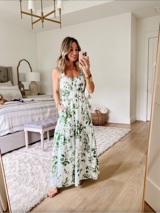 Abercrombie & Fitch Dresses & Skirts - NWT Abercrombie & Fitch White Maxi Dress with Green Floral Print